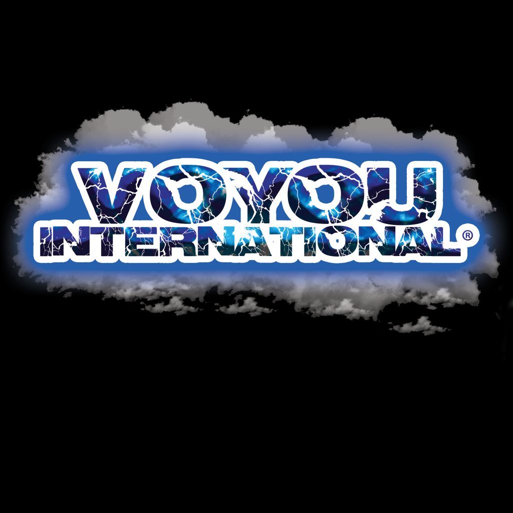 Voyou International logo in chrome lettering on a storm cloud